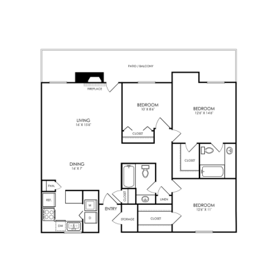 The Hathaway at Willow Bend Floor Plan 3 Bed 2 Bth R 3 Bed 2 Bath 1236 sqft