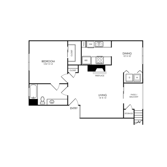 The Hathaway at Willow Bend Floor Plan 1 bed 1 bth 1 Bed 1 Bath 819 sqft